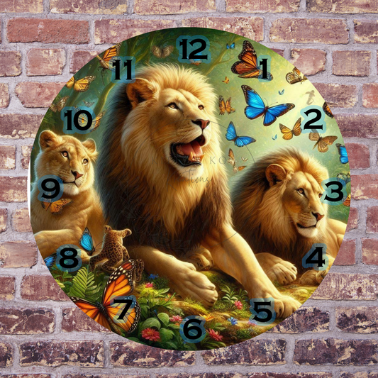 Lion and butterflies